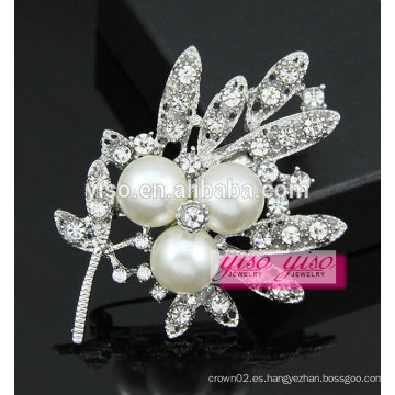 Broche cristalino nupcial del rhinestone de la perla de la manera